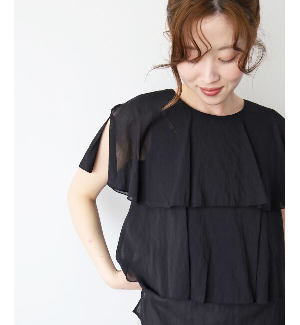  「《手洗い可能》シアーフリルティアードブラウス」|シャツ・ブラウス|