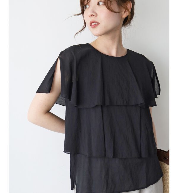  「《手洗い可能》シアーフリルティアードブラウス」|シャツ・ブラウス|