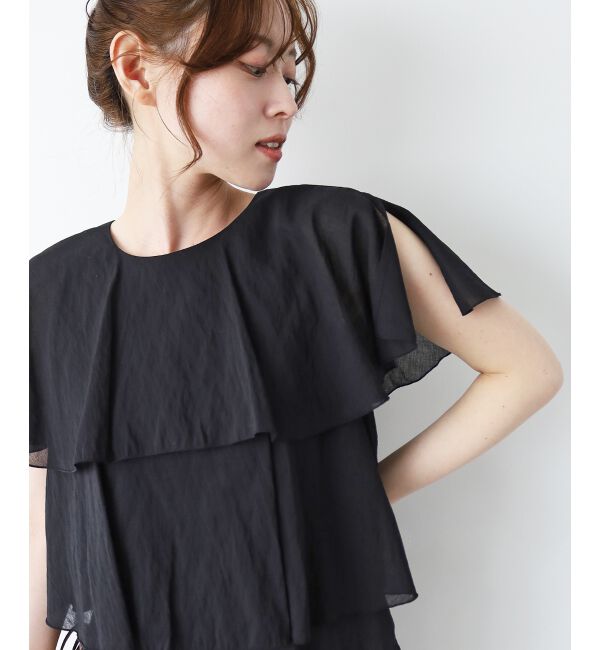  「《手洗い可能》シアーフリルティアードブラウス」|シャツ・ブラウス|