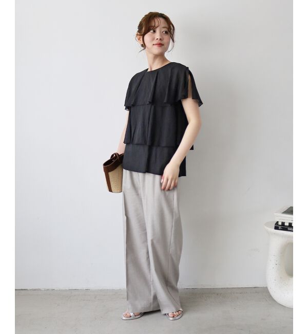  「《手洗い可能》シアーフリルティアードブラウス」|シャツ・ブラウス|