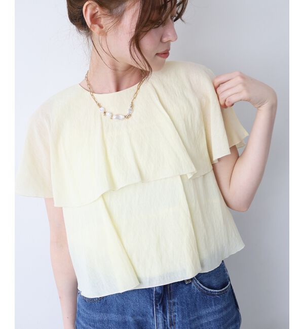  「《手洗い可能》シアーフリルティアードブラウス」|シャツ・ブラウス|