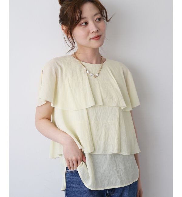  「《手洗い可能》シアーフリルティアードブラウス」|シャツ・ブラウス|