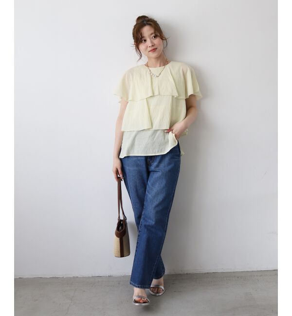  「《手洗い可能》シアーフリルティアードブラウス」|シャツ・ブラウス|