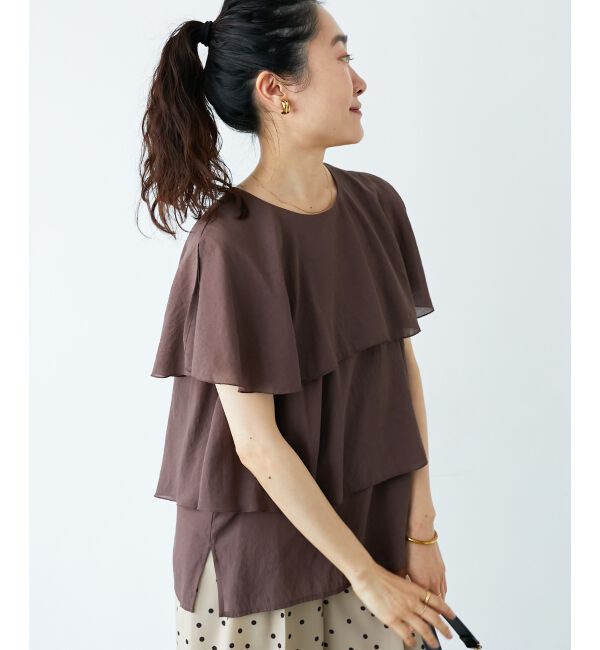  「《手洗い可能》シアーフリルティアードブラウス」|シャツ・ブラウス|