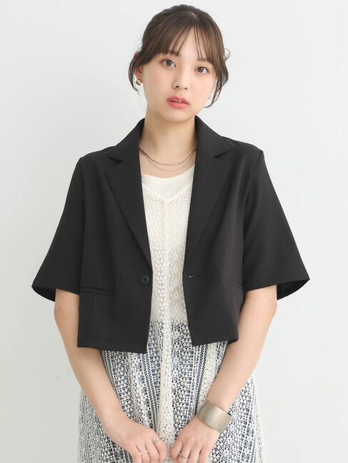 earth music&ecology「ショートジャケット」|テーラードジャケット|Black