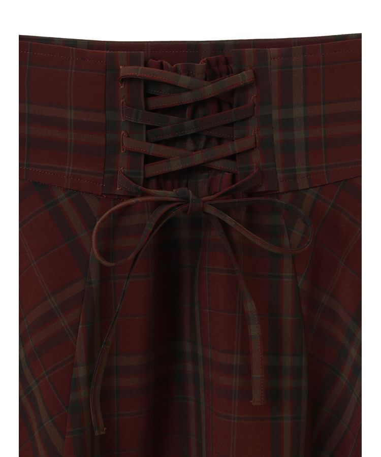 earth music&ecology「バックレースアップチェックスカート」|フレア|