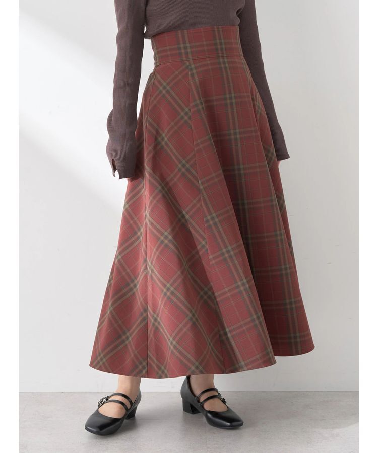 earth music&ecology「バックレースアップチェックスカート」|フレア|