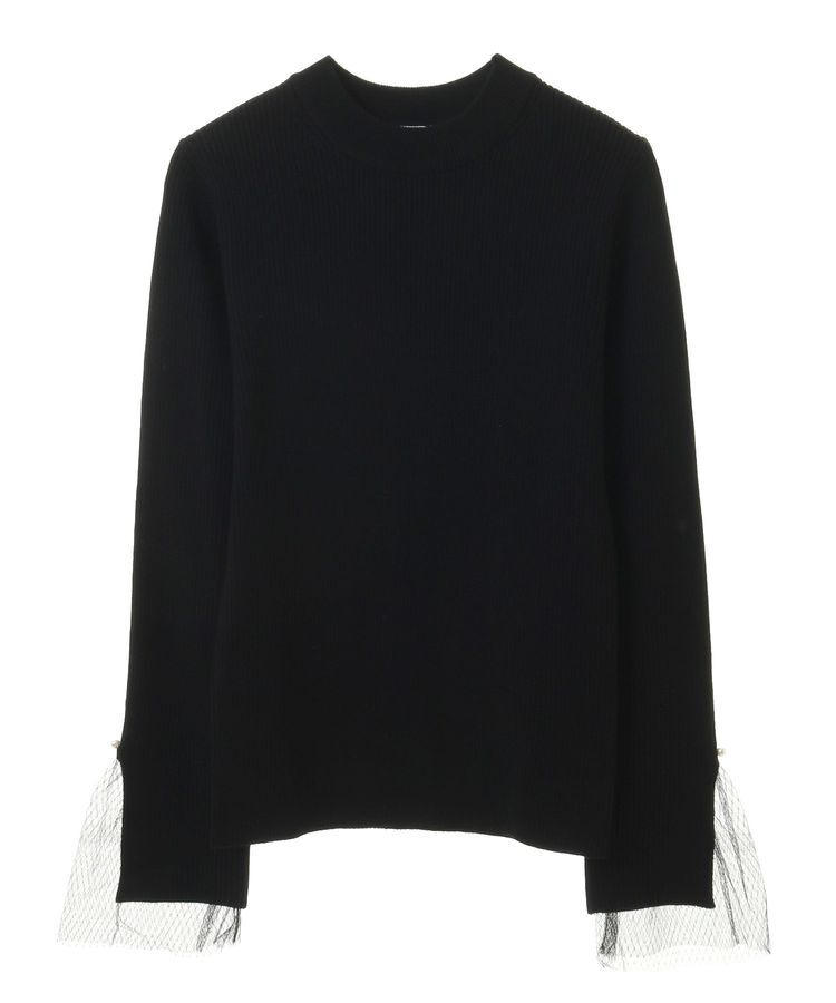 earth music&ecology「スリットチュールスリーブニットプルオーバー」|ニット・セーター|