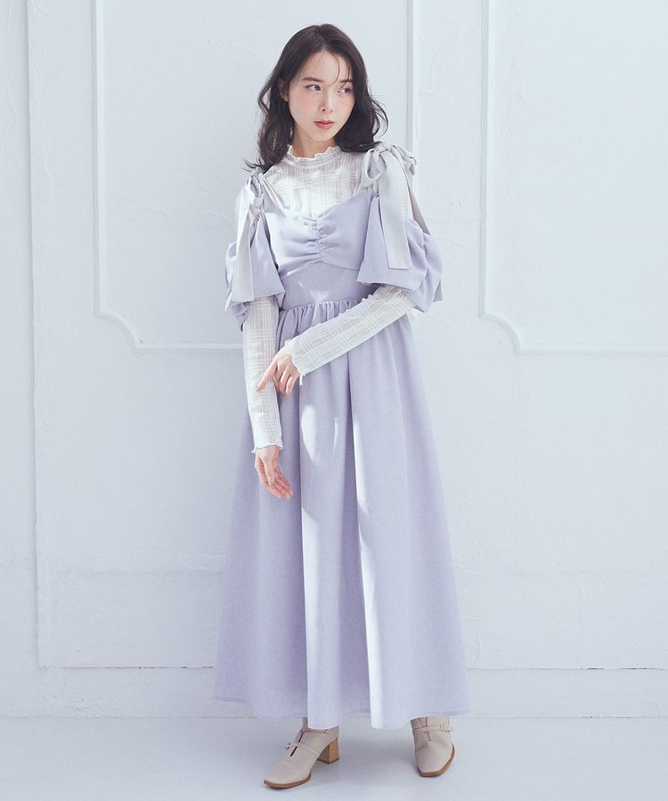 earth music&ecology「リボンショルダーオフショルワンピース」|ワンピース|