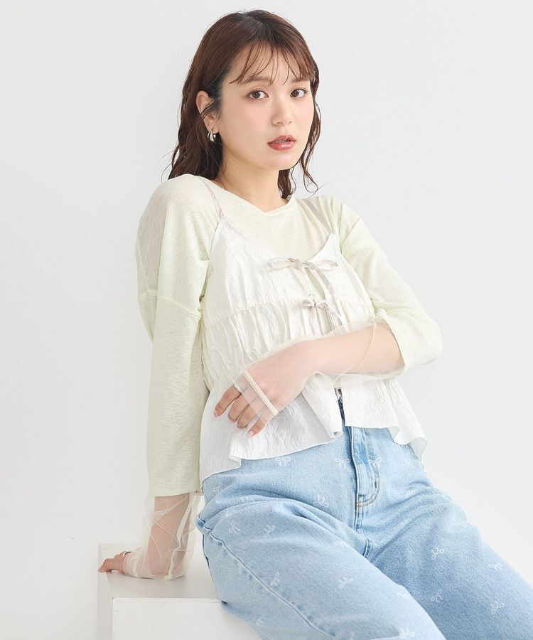 earth music&ecology「ジャガードフレアキャミブラウス」|ベスト・ジレ|