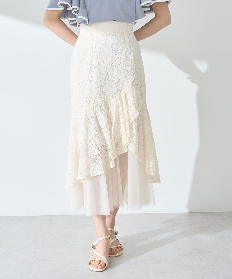 earth music&ecology「チュールレイヤードレースマーメイドスカート」|フレア|