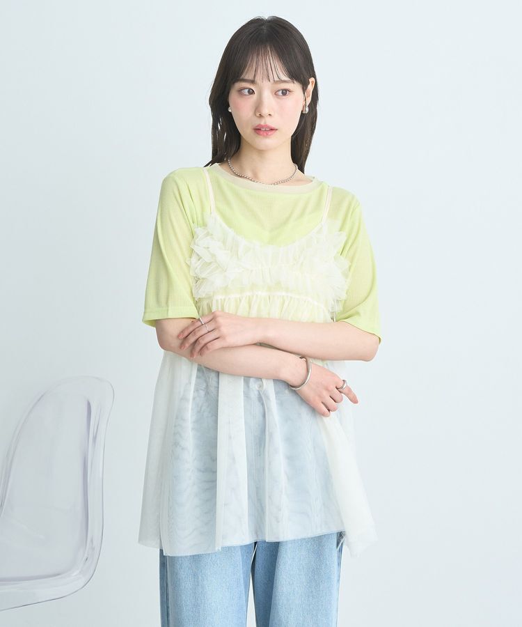 earth music&ecology「SET2点チュールビスチェ＋シアープルオーバー」|Tシャツ・カットソー|
