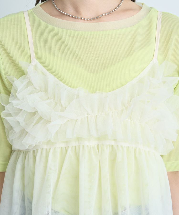 earth music&ecology「SET2点チュールビスチェ＋シアープルオーバー」|Tシャツ・カットソー|