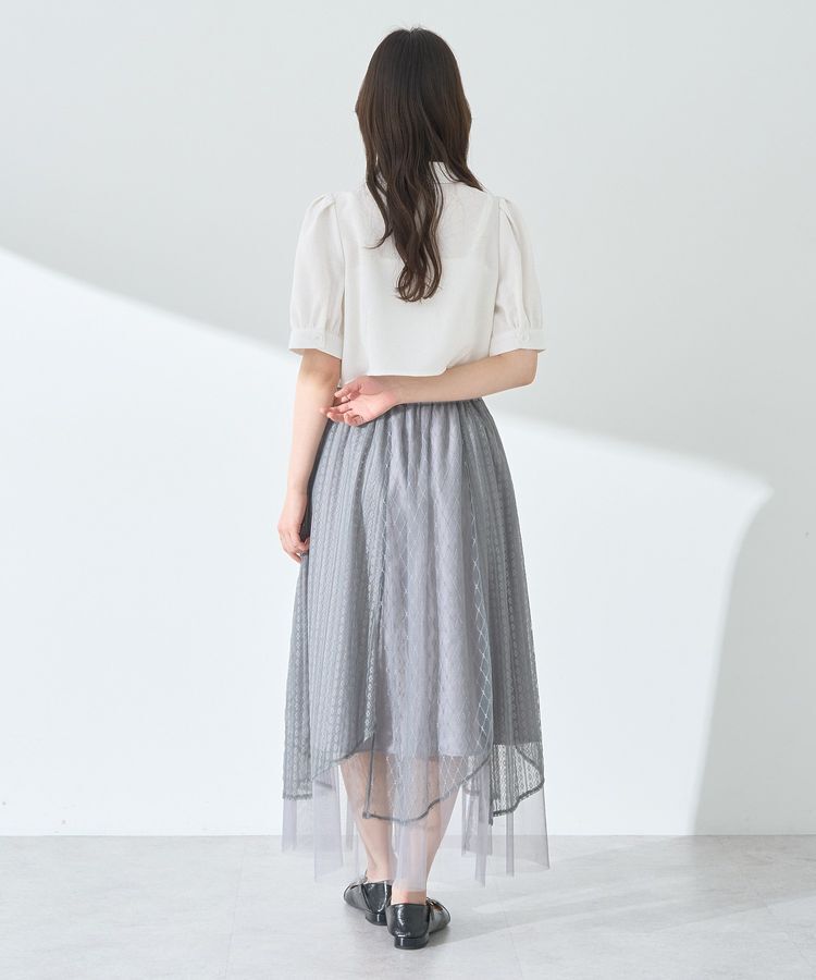 earth music&ecology「柄チュールヘムスカート」|フレア|