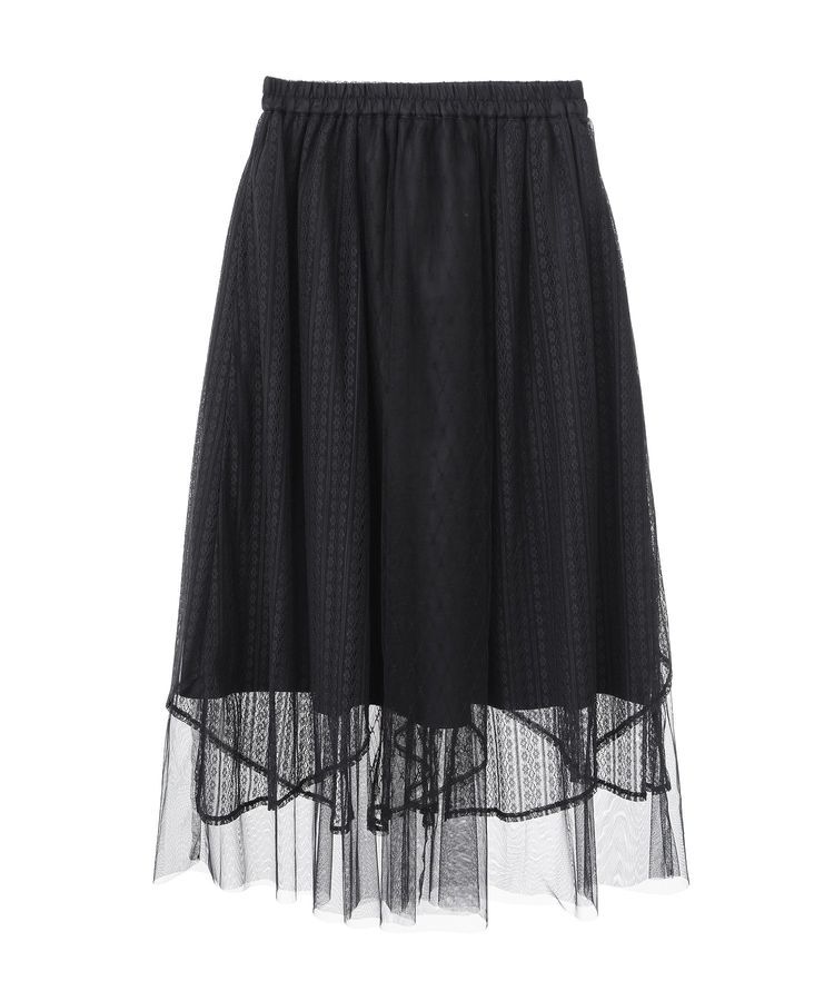 earth music&ecology「柄チュールヘムスカート」|フレア|