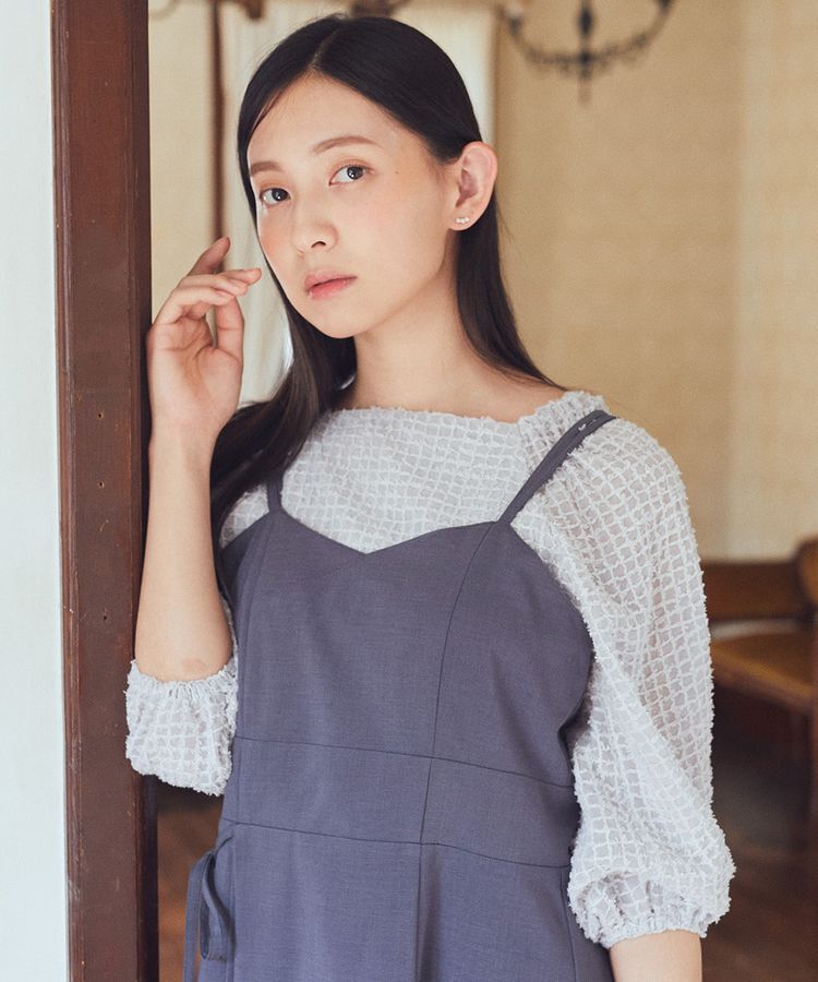 earth music&ecology「前後2wayミニフリンジブラウス」|シャツ・ブラウス|Light Gray