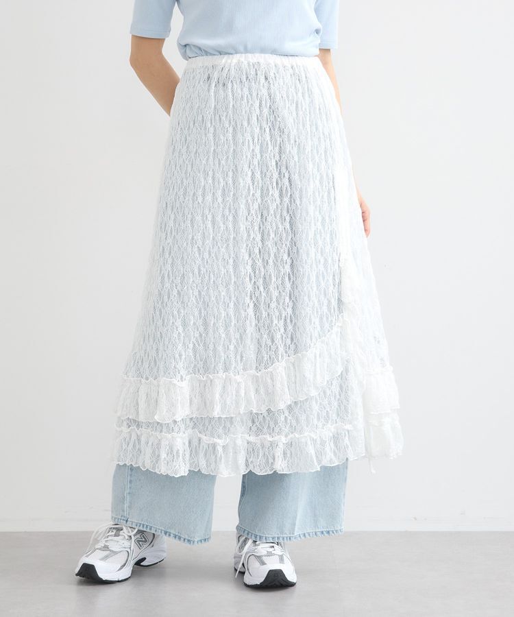 earth music&ecology「2wayレースレイヤードスカート」|スカート|Off White
