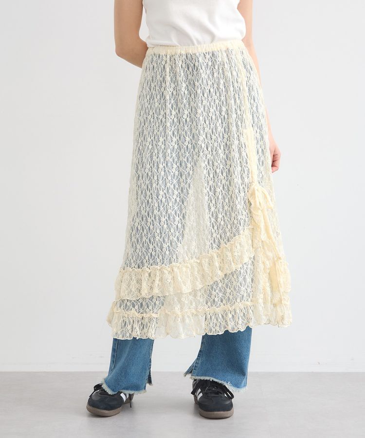 earth music&ecology「2wayレースレイヤードスカート」|スカート|