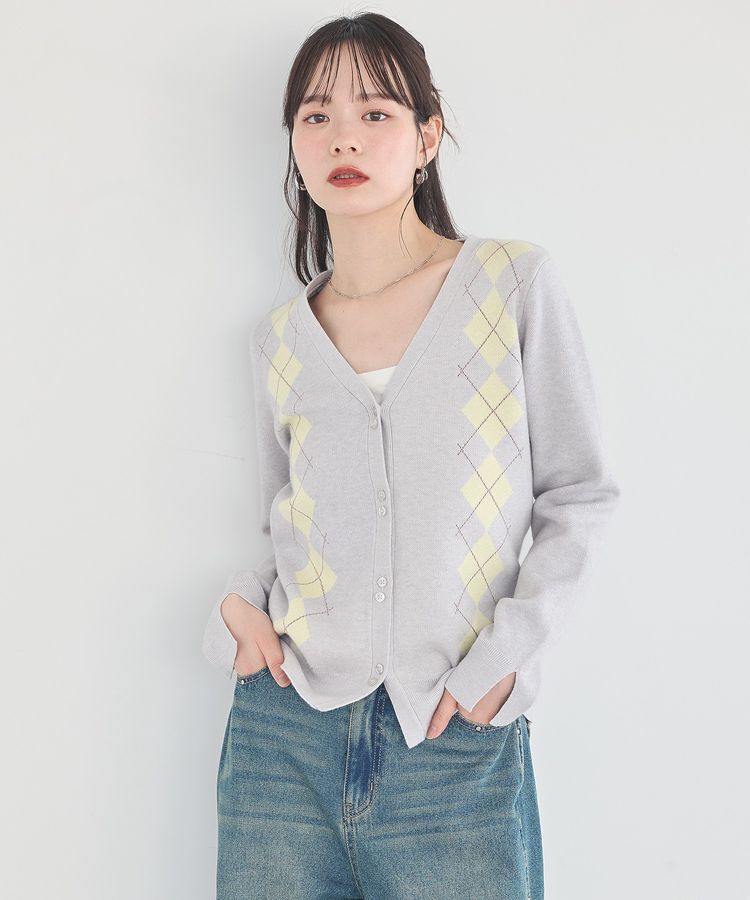 earth music&ecology「アーガイルニットカーディガン」|カーディガン|