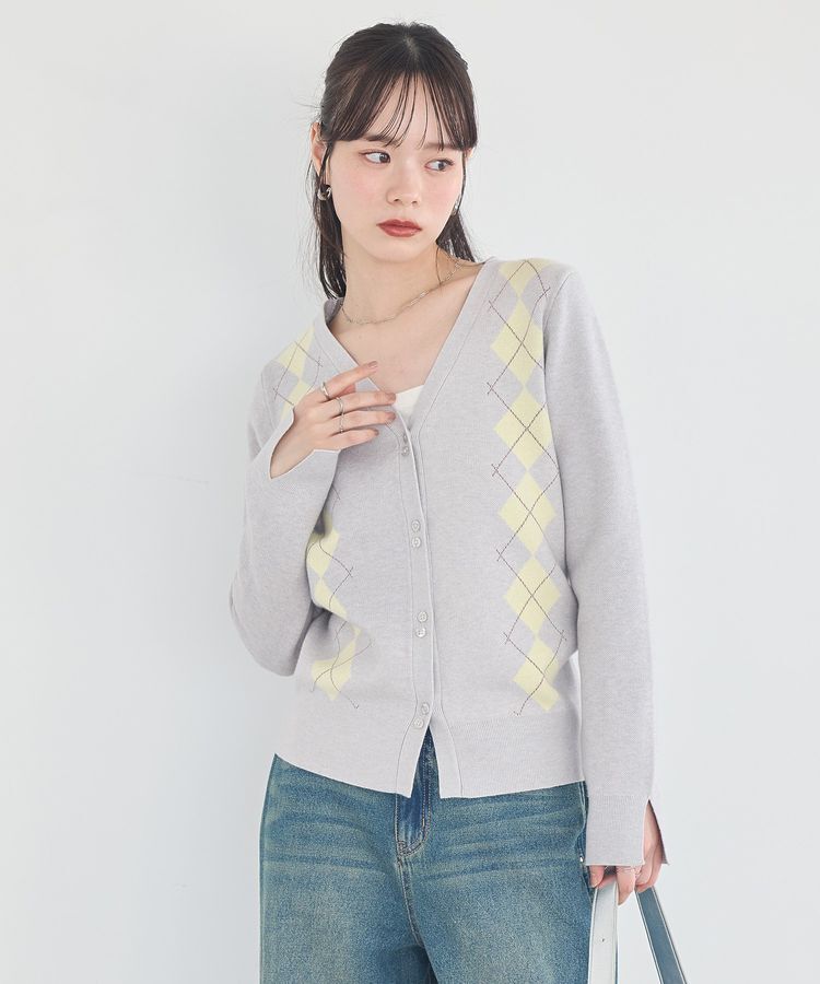 earth music&ecology「アーガイルニットカーディガン」|カーディガン|