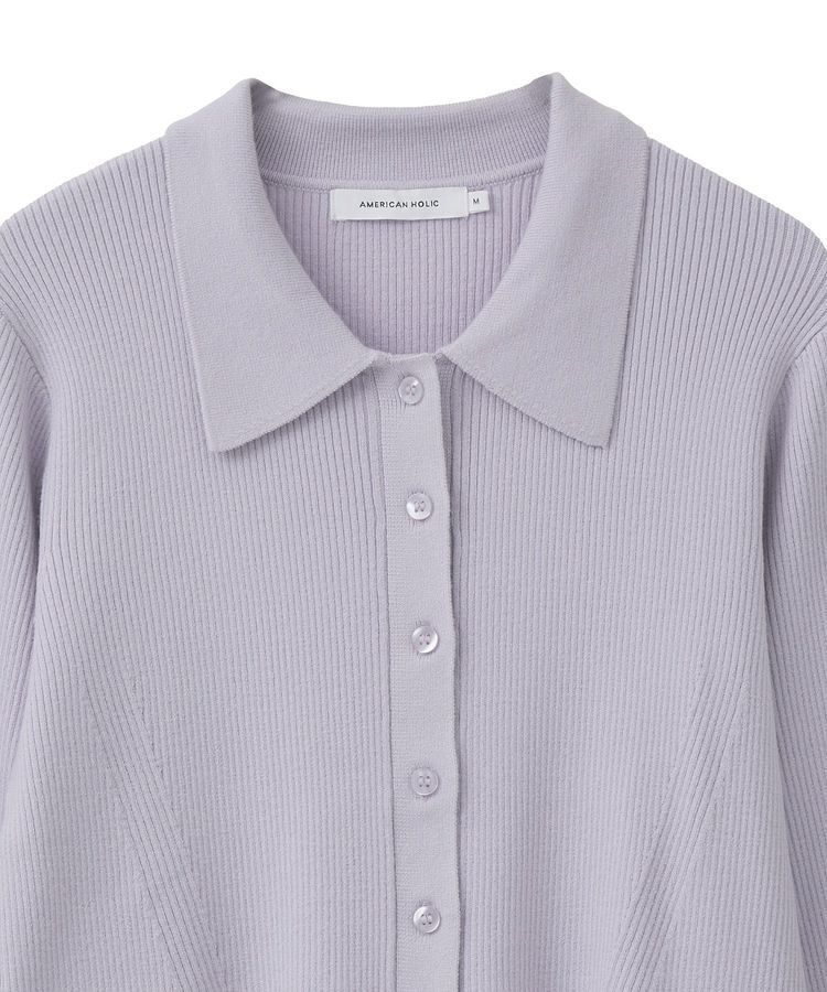 AMERICAN HOLIC「バイパチ襟付き前あきリブプルオーバー＜静電気軽減＞」|ニット・セーター|