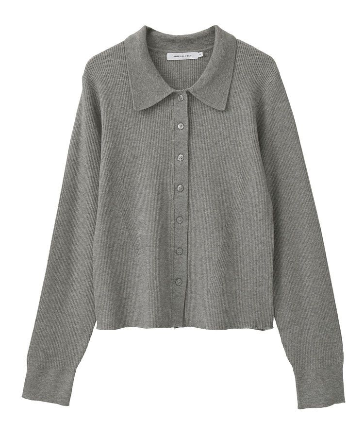 AMERICAN HOLIC「バイパチ襟付き前あきリブプルオーバー＜静電気軽減＞」|ニット・セーター|