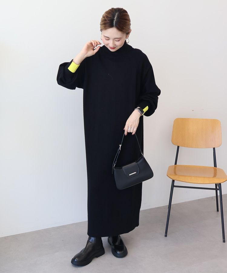 AMERICAN HOLIC「バイパチモックネックニットワンピース＜静電気軽減＞」|ワンピース|Black