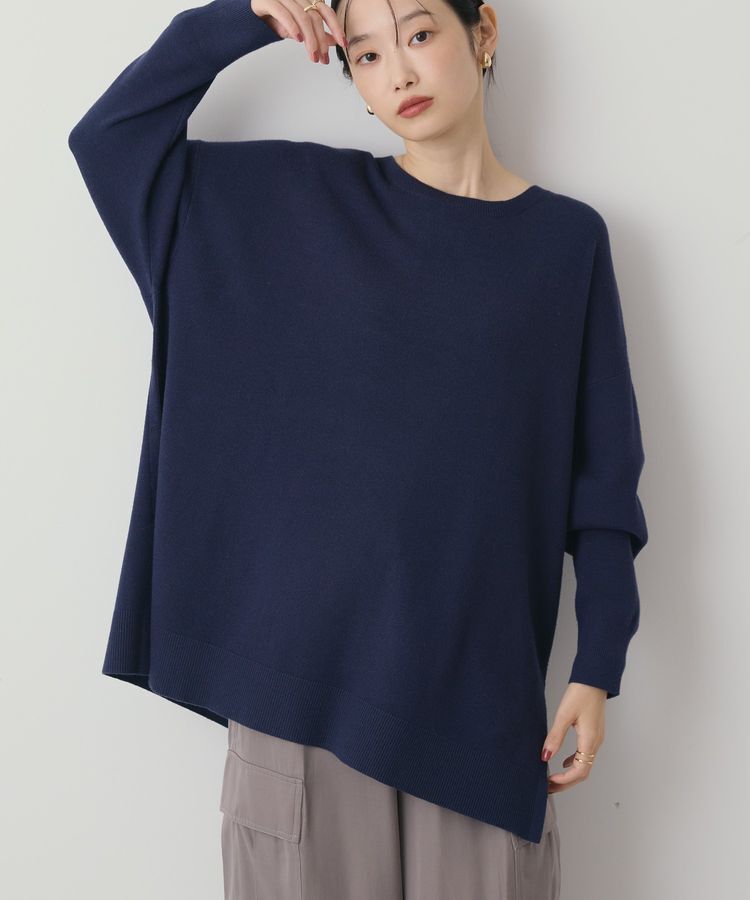 AMERICAN HOLIC「バイパチロングニットプルオーバー/チュニック＜静電気軽減＞」|ニット・セーター|Navy