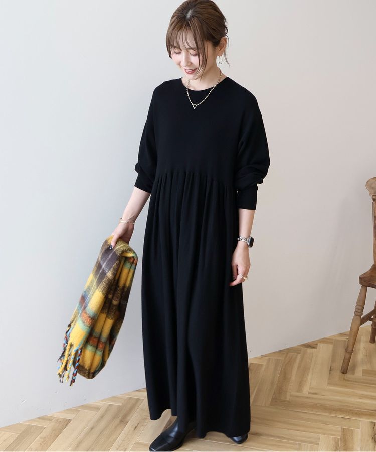 AMERICAN HOLIC「【WEB限定】バイパチティアードニットワンピース＜静電気軽減＞」|ワンピース|Black