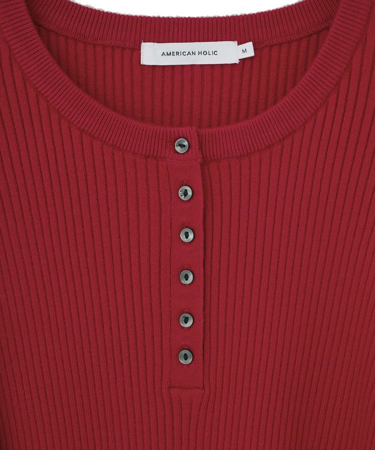 AMERICAN HOLIC「バイパチヘンリーネックリブニットプルオーバー＜静電気軽減＞」|ニット・セーター|