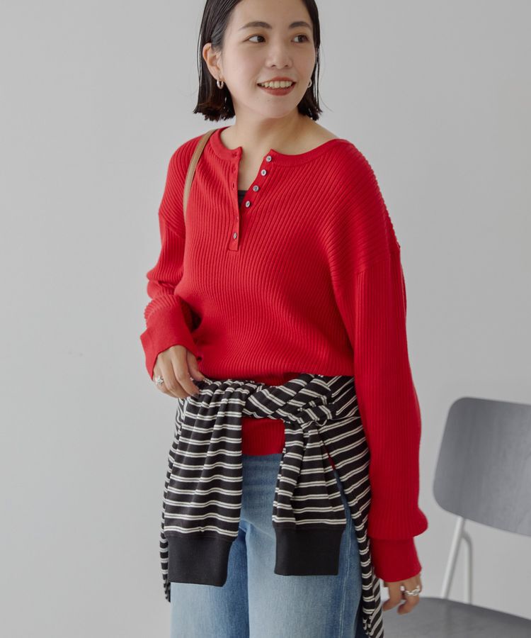 AMERICAN HOLIC「バイパチヘンリーネックリブニットプルオーバー＜静電気軽減＞」|ニット・セーター|