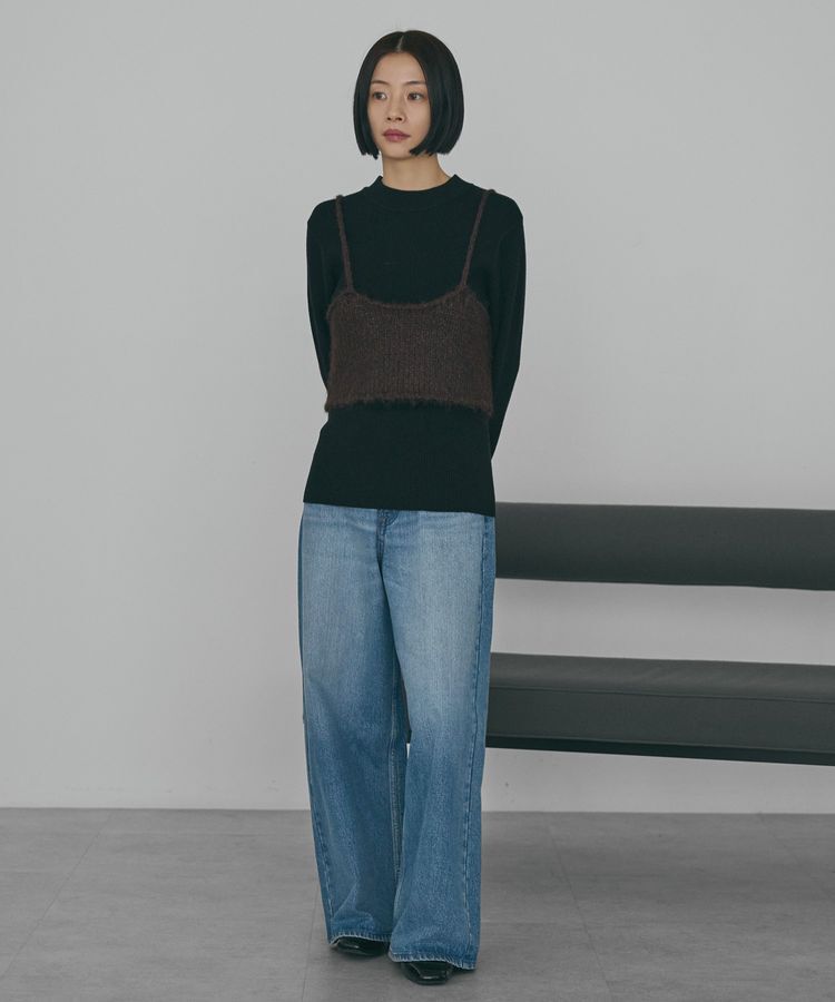 AMERICAN HOLIC「バイパチリブモックネックニットプルオーバー＜静電気軽減＞」|ニット・セーター|