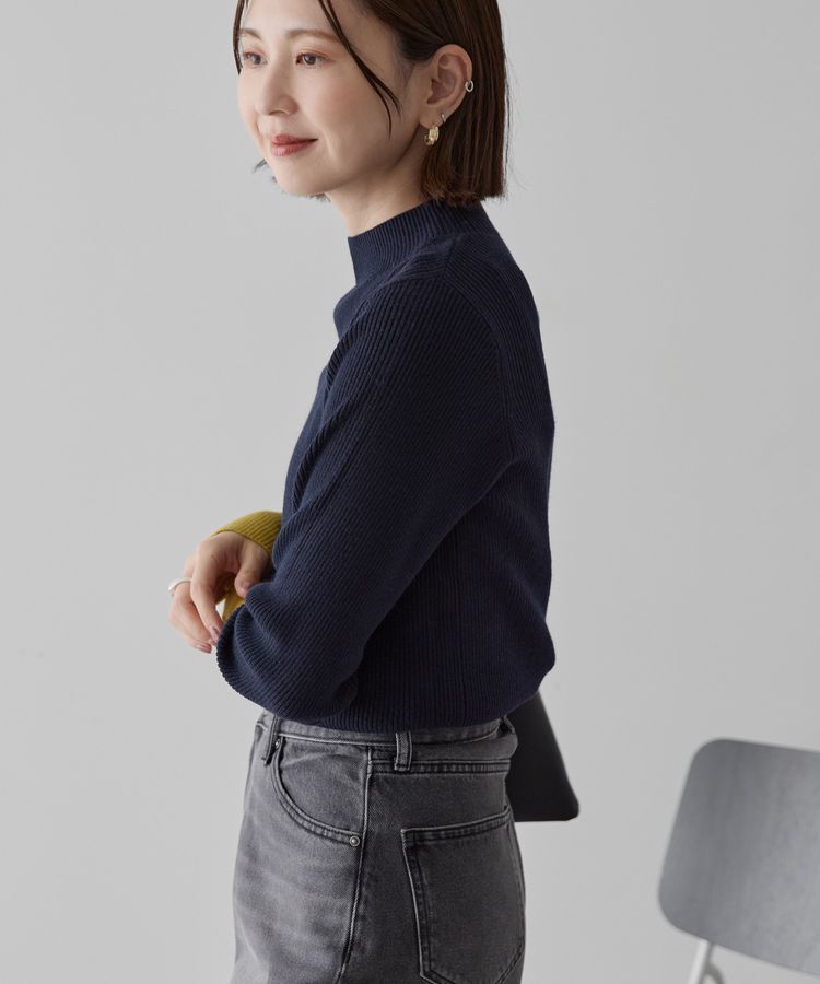 AMERICAN HOLIC「バイパチ袖配色リブプルオーバー＜静電気軽減＞」|ニット・セーター|