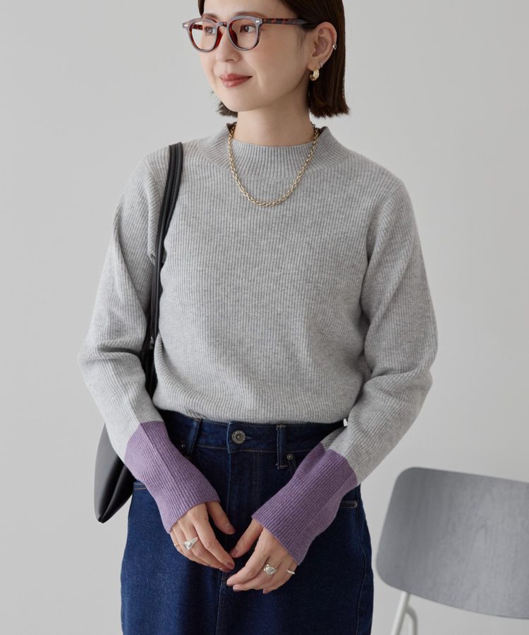 AMERICAN HOLIC「バイパチ袖配色リブプルオーバー＜静電気軽減＞」|ニット・セーター|