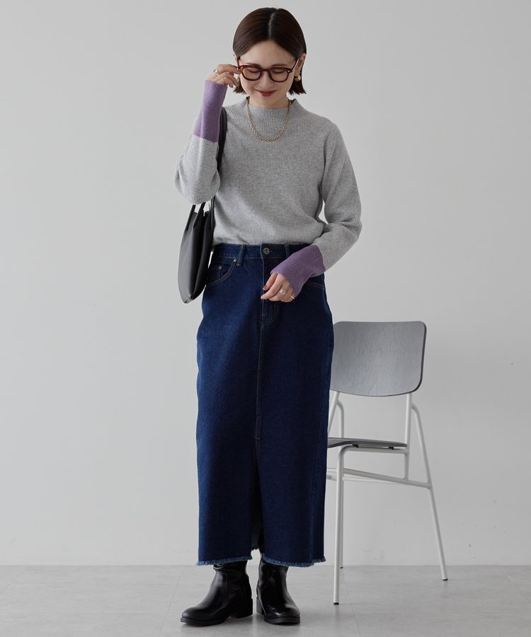 AMERICAN HOLIC「バイパチ袖配色リブプルオーバー＜静電気軽減＞」|ニット・セーター|