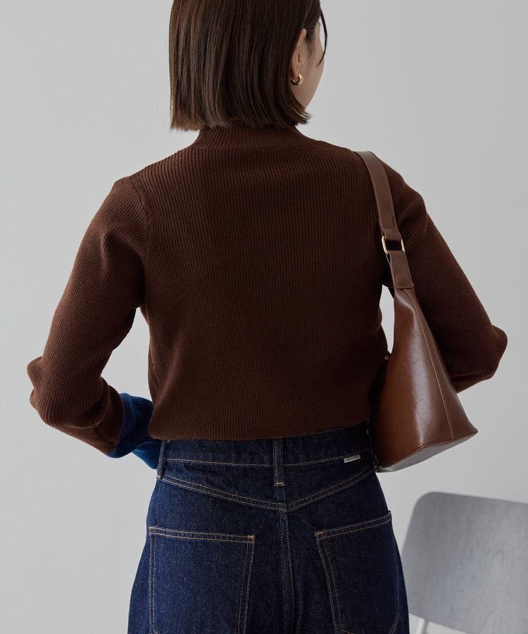 AMERICAN HOLIC「バイパチ袖配色リブプルオーバー＜静電気軽減＞」|ニット・セーター|