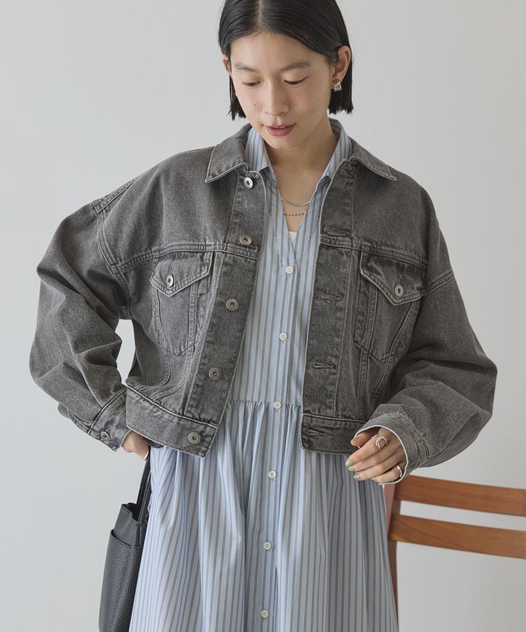 AMERICAN HOLIC「ショート丈デニムジャケット」|テーラードジャケット|Gray