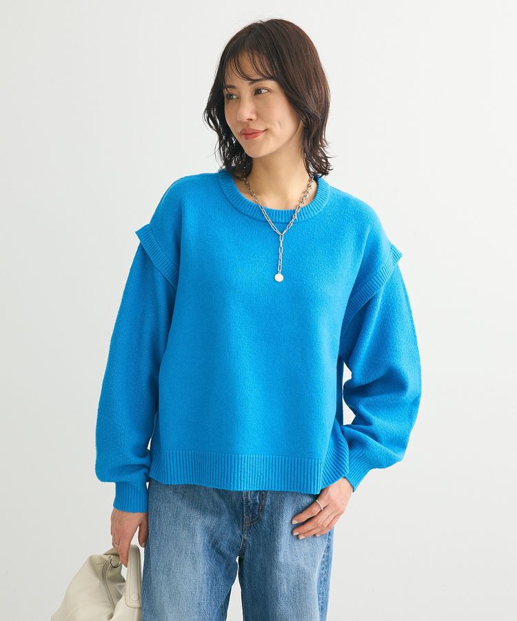 Green Parks「袖かのこニットプルオーバー」|ニット・セーター|Blue