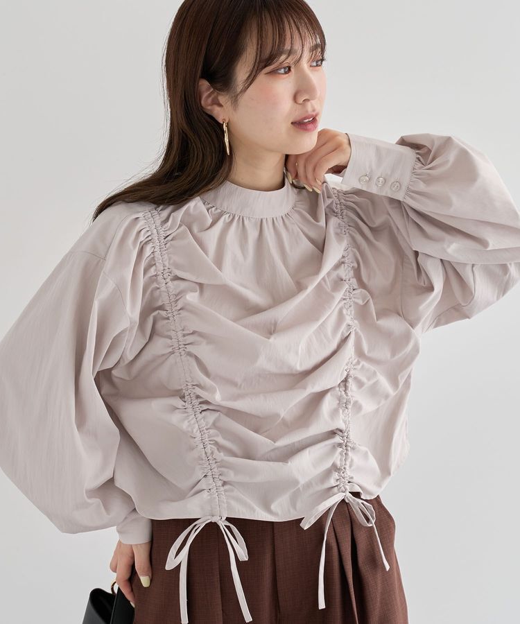 Green Parks「・ANDSEARCH ドロストリボンブラウス」|シャツ・ブラウス|Gray