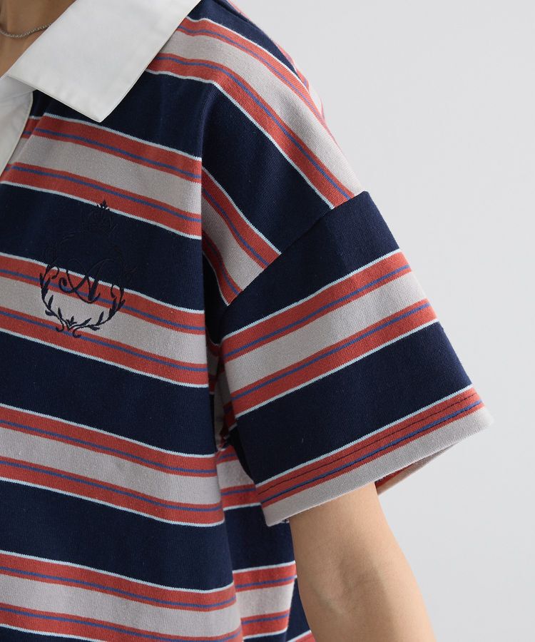 AnriettMusee「エムブレム刺繍ショートボーダーカットソー」|Tシャツ・カットソー|