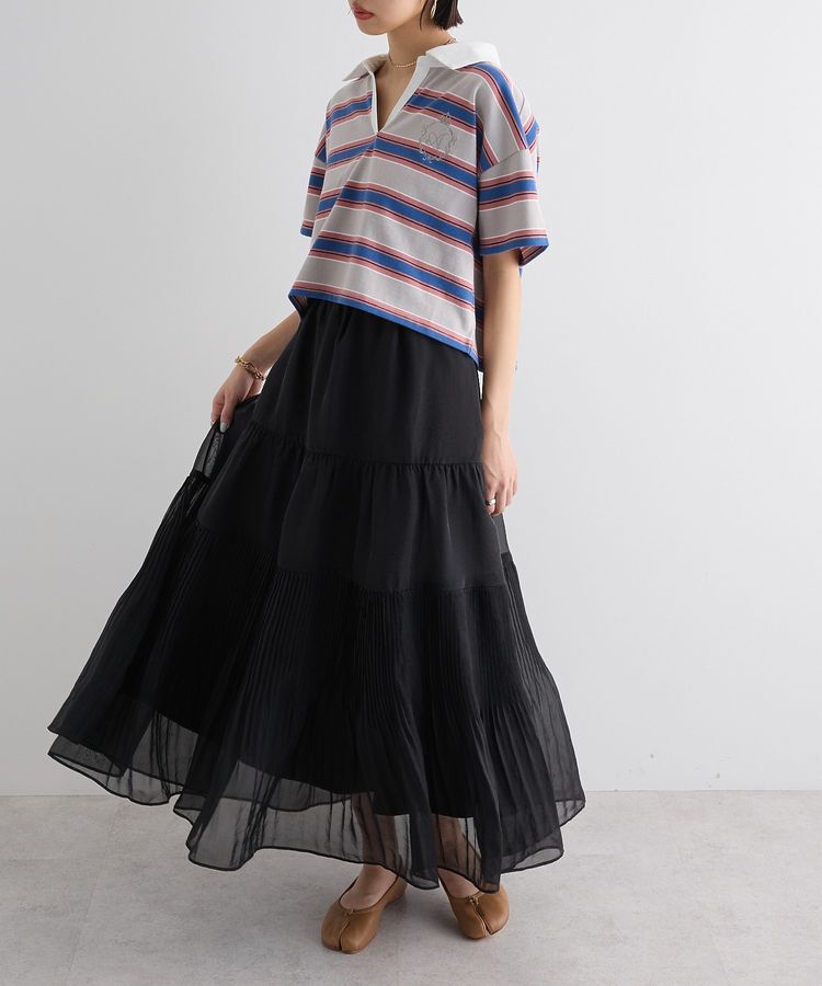 AnriettMusee「エムブレム刺繍ショートボーダーカットソー」|Tシャツ・カットソー|