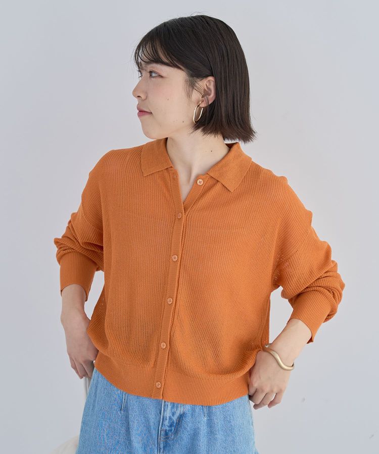 Green Parks「衿つきメッシュニットプルオーバー」|ニット・セーター|