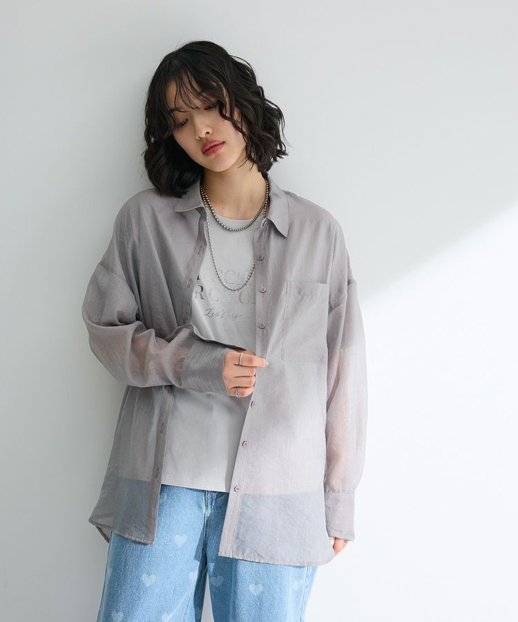 Green Parks「・ELENCARE DUE ラメシアー長袖シャツ」|シャツ・ブラウス|