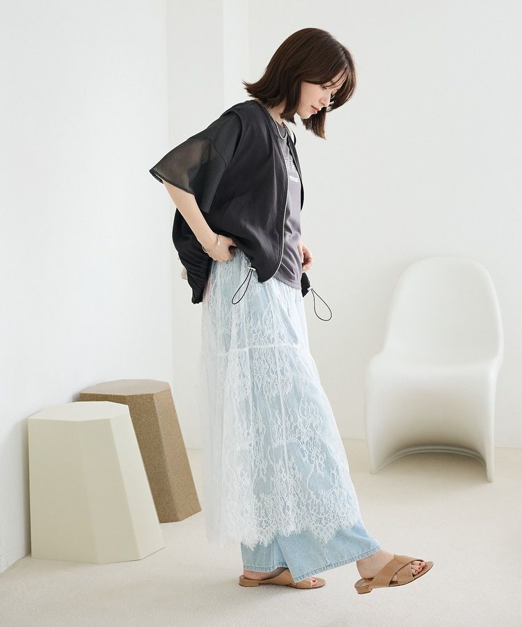 Green Parks「袖メッシュドッキングロゴプルオーバー」|Tシャツ・カットソー|