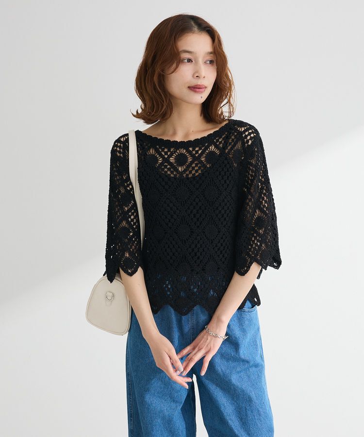 Green Parks「・SUGAR SPOON クロシェプルオーバー」|ニット・セーター|Black