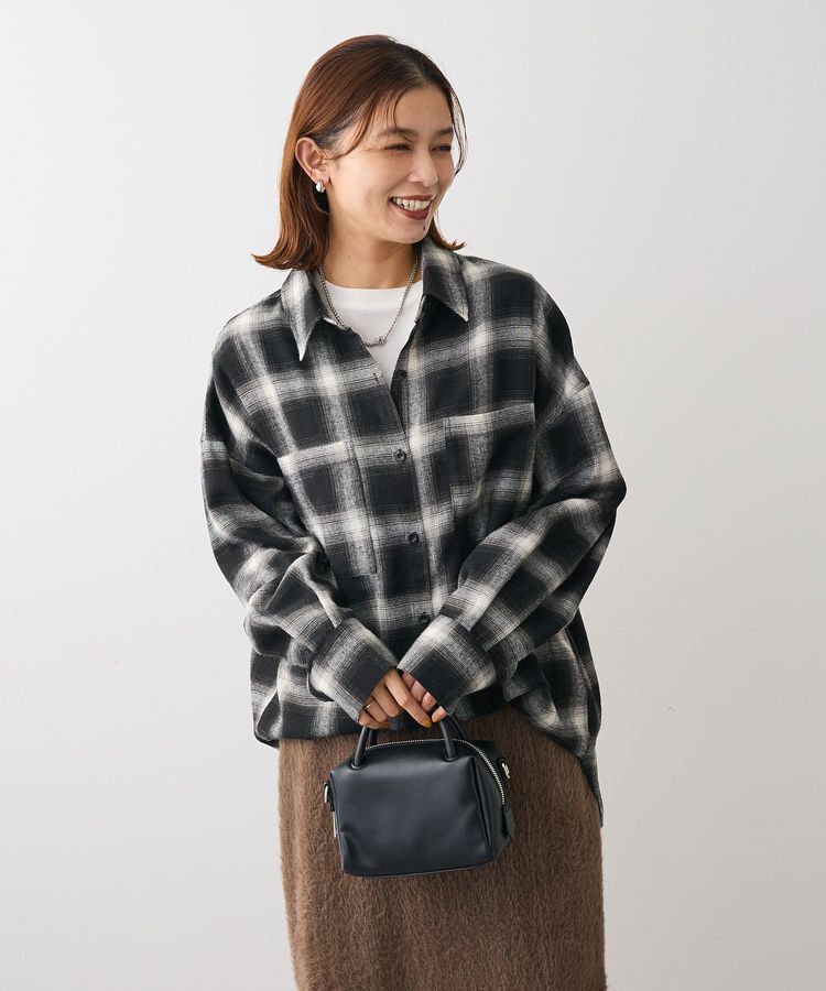 Green Parks「・ELENCARE DUE 2wayチェックビックシャツ」|チュニック|Black