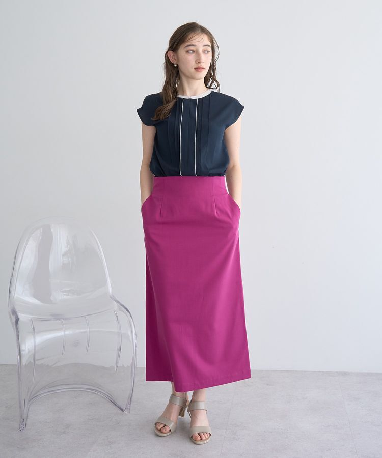 YECCA VECCA「配色タックデザインブラウス」|シャツ・ブラウス|