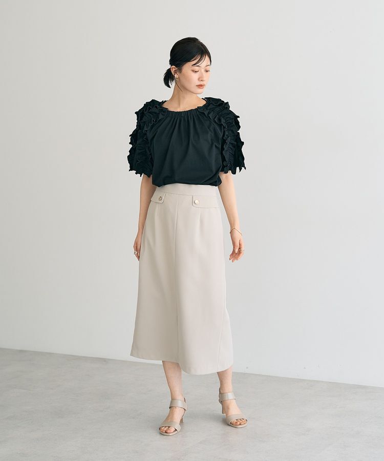 YECCA VECCA「【UVカット】フリルスリーブカットソー」|Tシャツ・カットソー|