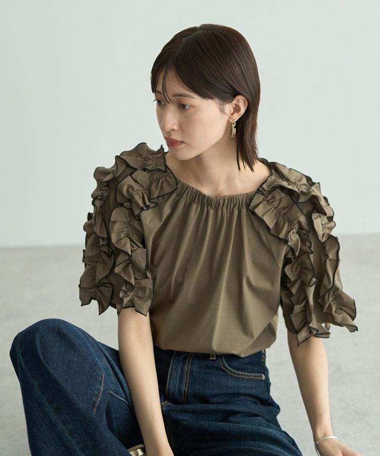 YECCA VECCA「【UVカット】フリルスリーブカットソー」|Tシャツ・カットソー|