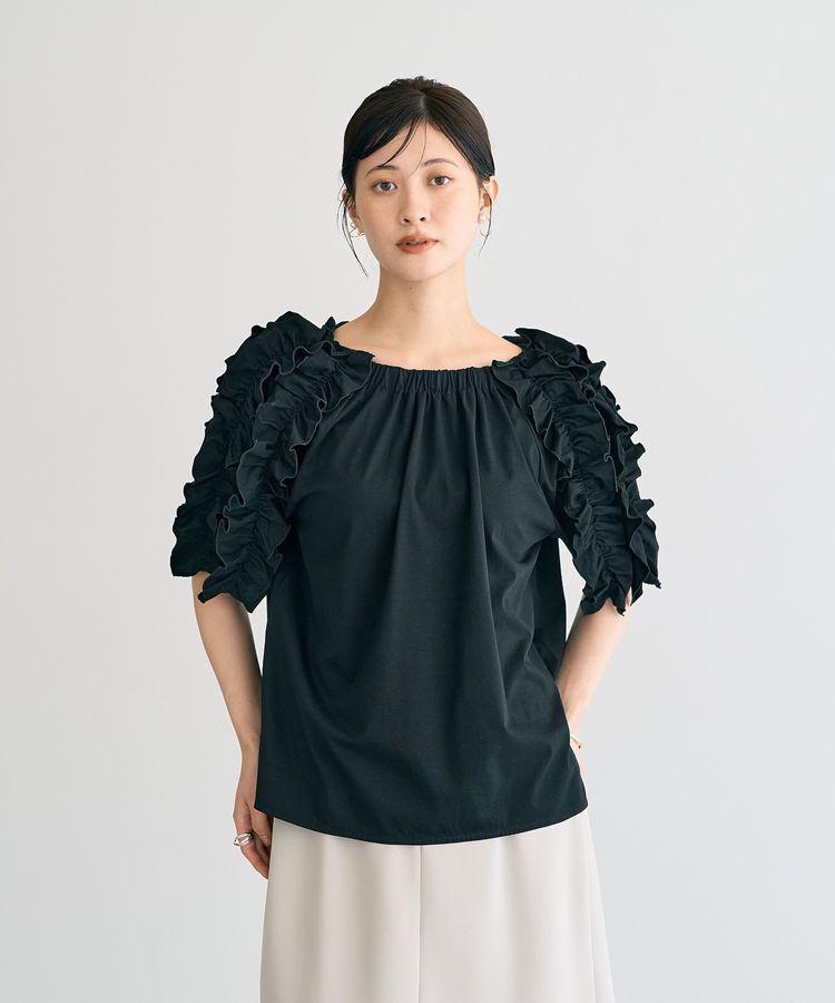 YECCA VECCA「【UVカット】フリルスリーブカットソー」|Tシャツ・カットソー|